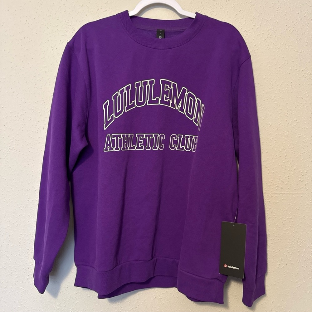 Lululemon Men’s Logo Steady State Crew Sweatshirt Large New Purple Relaxed fit